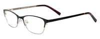 Teresa petite glasses in black and silver — thin metal cat-eye eyeglass frames for small faces, 49mm lens width, side view