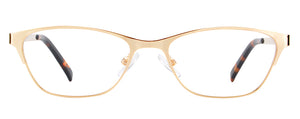 Teresa petite glasses in gold — thin metal cat-eye eyeglass frames for small faces, 49mm lens width, 16mm bridge, nose pads