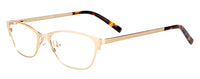 Teresa petite glasses in gold — thin metal cat-eye eyeglass frames for small faces, 49mm lens width, 16mm bridge, side view